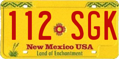 NM license plate 112SGK