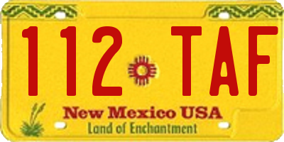 NM license plate 112TAF