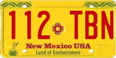 NM license plate 112TBN