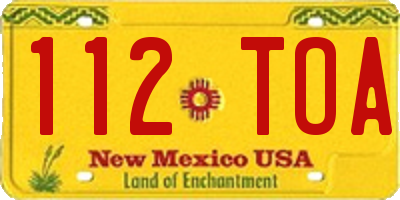 NM license plate 112TOA