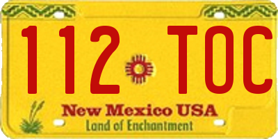 NM license plate 112TOC