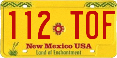 NM license plate 112TOF