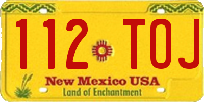 NM license plate 112TOJ
