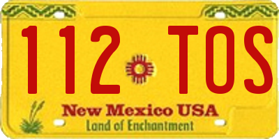 NM license plate 112TOS