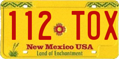 NM license plate 112TOX