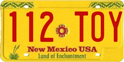 NM license plate 112TOY