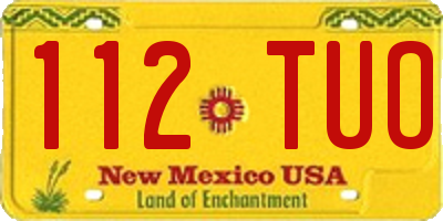 NM license plate 112TUO