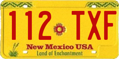 NM license plate 112TXF