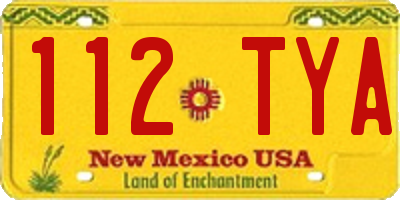 NM license plate 112TYA