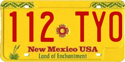 NM license plate 112TYO