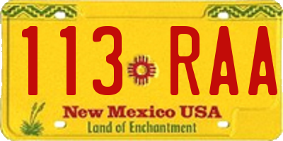 NM license plate 113RAA