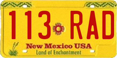 NM license plate 113RAD