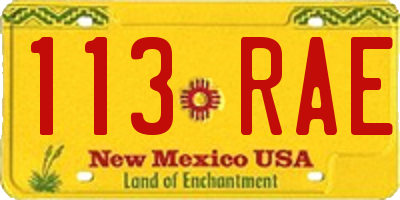 NM license plate 113RAE