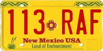 NM license plate 113RAF