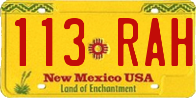 NM license plate 113RAH