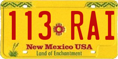 NM license plate 113RAI