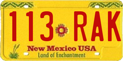 NM license plate 113RAK