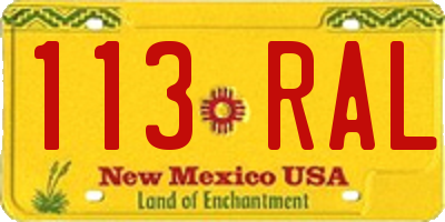 NM license plate 113RAL