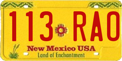 NM license plate 113RAO