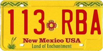 NM license plate 113RBA