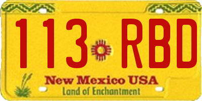 NM license plate 113RBD