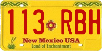 NM license plate 113RBH