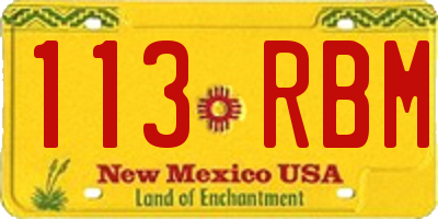 NM license plate 113RBM