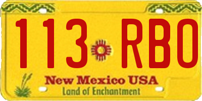 NM license plate 113RBO
