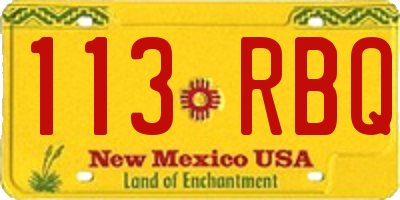 NM license plate 113RBQ