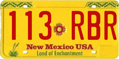 NM license plate 113RBR