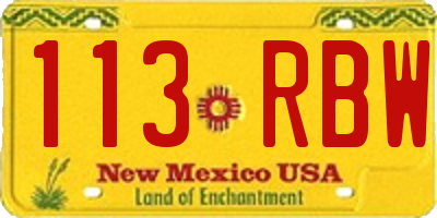 NM license plate 113RBW