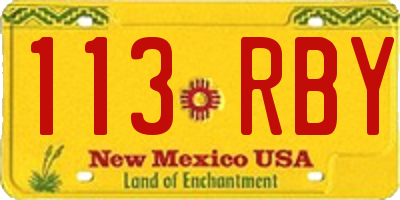 NM license plate 113RBY
