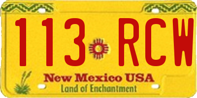 NM license plate 113RCW