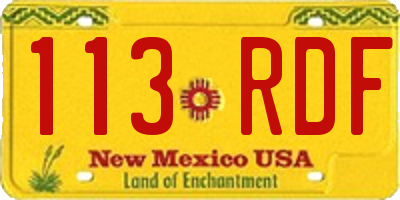 NM license plate 113RDF