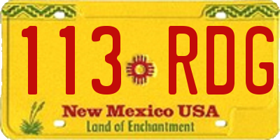 NM license plate 113RDG