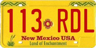 NM license plate 113RDL