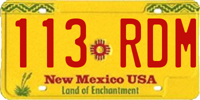 NM license plate 113RDM