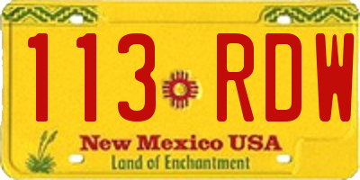 NM license plate 113RDW