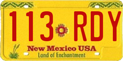 NM license plate 113RDY