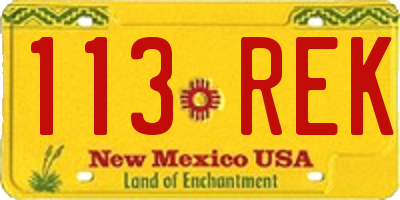 NM license plate 113REK