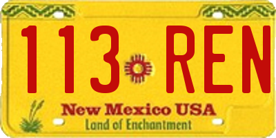NM license plate 113REN