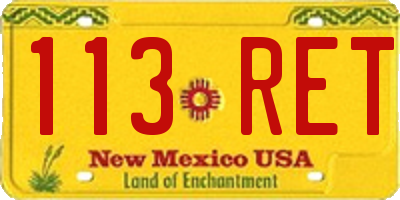 NM license plate 113RET