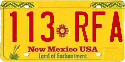 NM license plate 113RFA
