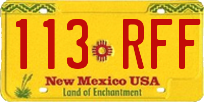 NM license plate 113RFF