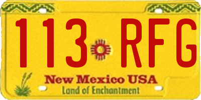 NM license plate 113RFG