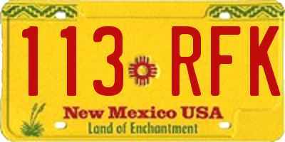 NM license plate 113RFK