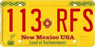 NM license plate 113RFS