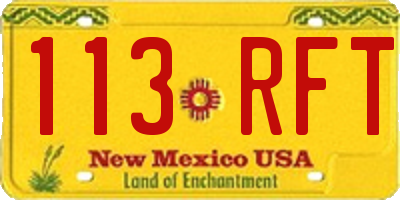 NM license plate 113RFT