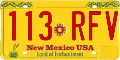 NM license plate 113RFV