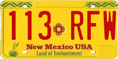 NM license plate 113RFW